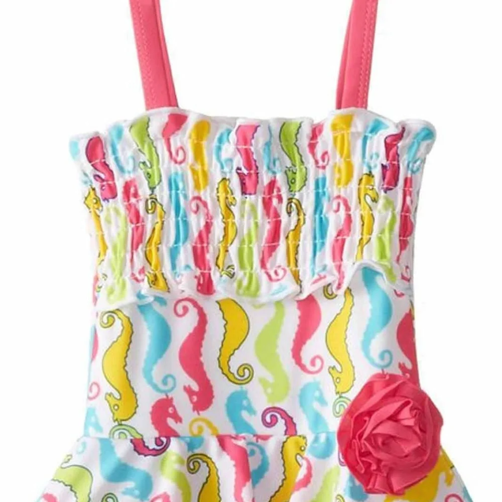 Rugged Bear Baby Girl 12 18 Mo One‎ Piece Swimsuit Seahorse Tutu Pink Blue